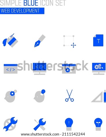 Simple blue icon web development Collection