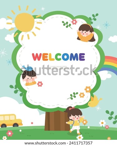 Lovely Children's recruiting kindergarten Illustration Frame