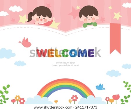 Lovely Children's recruiting kindergarten Illustration Frame