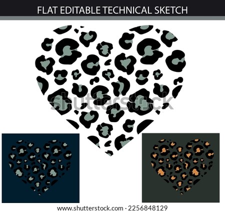 Leopard Heart illustration in three color options vector file