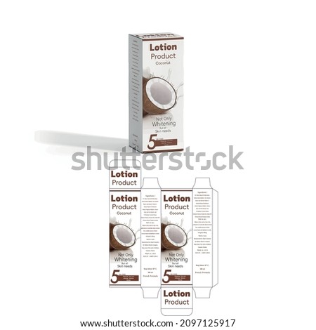 Design for a coconut lotion product, the weight of the box is 300 ml