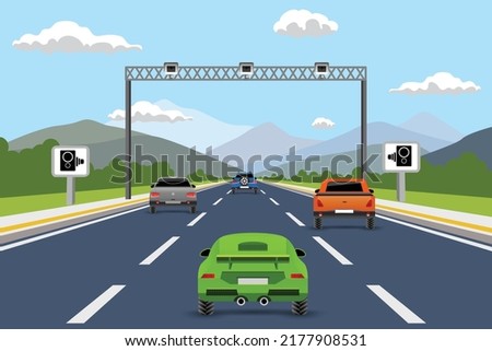Highway communication system vector infographics. road communication, highway system communication illustration.