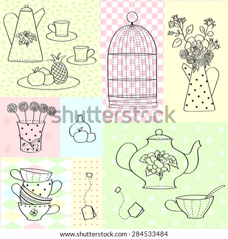 Vector background. Food. Dishes