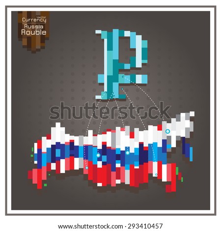 vector Business money rouble and Spending russia dotted lines on the map gray background