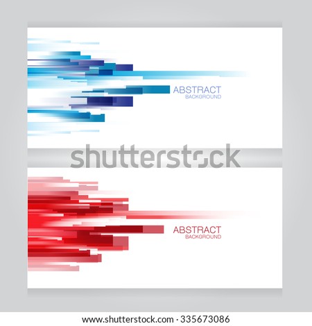 vector set of two banners abstract headers with blue red rectangle