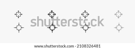 Scaling icon with square and arrows. Resize vector buttons design