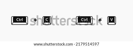 Copy and paste shortcuts vector illustration. Ctrl C + Ctrl V vector hotkeys