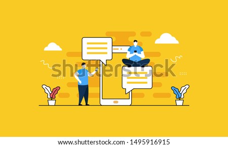 Text Messaging flat vector illustration concept,can be used for landing page, ui, web, app intro card, editorial, flyer, and banner.