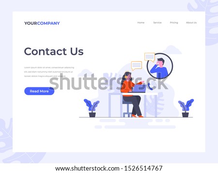 Contact Us flat vector illustration concept,can be used for landing page, ui, web, app intro card, editorial, flyer, and banner.