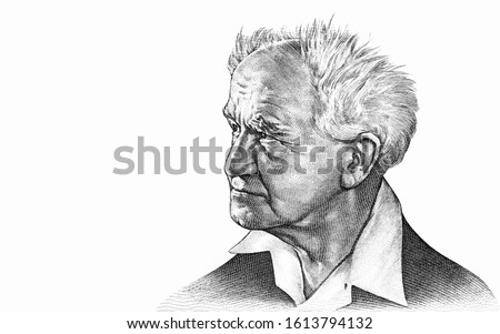 David Ben-Gurion (1886-1973) - the first Prime Minister of Israel and a Zionist leader; Portrait from Israel  Banknotes.  ストックフォト © 