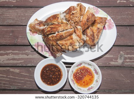 grilled chicken and sauce,  thailand  food