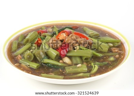 Stir Fried Water Spinach, Thai food