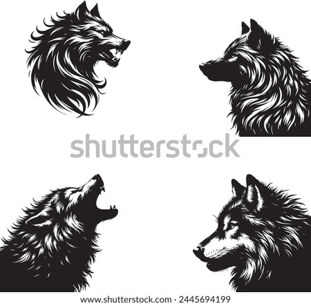 Wolf silhouette collection. Logo set.