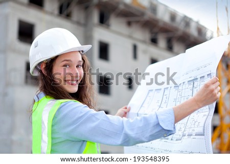 View of a Woman worker on a construction site