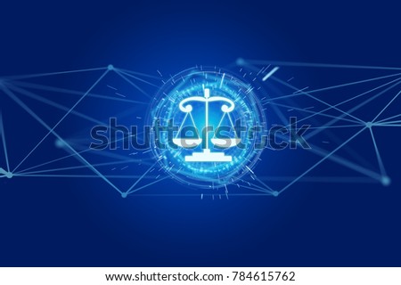 View of a Justice balance icon on a futuristic interface  商業照片 © 