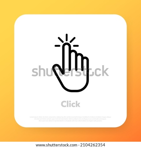 Clicking finger icon. Hand click icon symbol. Hand Pointer. Pointer icons. Cursor line icon. Vector. Click arrow. Cursor icon vector illustration.