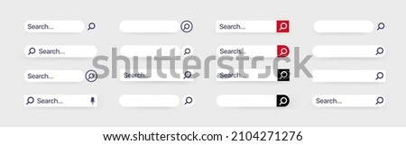 Search Bar for ui, design and web site. Search Address and navigation bar icon. Search form with shadow. Navigation bar web icons. Vector illustration.