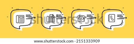 Working, call, wired, landline phone. Phone book. Communication concept. nfographic timeline with icons and 4 steps. Vector line icon for Business and Advertising.