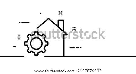 Smart home system line icon. House, settings, gear, management, security, protected, people, housing, private property, sector. Tecnology concept. One line style. Vector line icon for Business