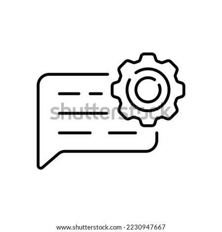 Speech bubble line icon. communication, chat, question mark, gear, settings, exclamation point, callout, notification, reaction. communication concept. Vector black line icon on white background