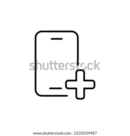 Smartphone line icon. Phone, sensor, gadgets, device, application, memory, games, internet, add, plus. new, contacts, inventions. Technology concept. Vector black line icon on a white background