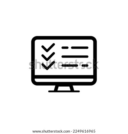 computer line icon. Screen, monitor, electronics, browser, internet, world wide web, data, knowledge. technology concept. Vector black line icon on white background