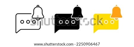 Notification icons set. Bell, message, speech bubble, text, chat, app. messenger, internet, interlocutor, mail, news, screen. communication concept. vector line icon in different styles