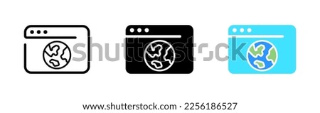 Website with globe line icon. Search Bar for ui, design and web site. Search bar graphic design element. Network, wifi, connection. Vector icon in line, black and colorful style on white background