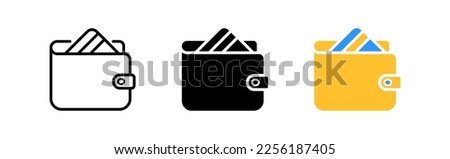 Electronic wallet line icon. cash, electronic money, currency, business, investments, online banking, cryptocurrency. Vector icon in line, black and colorful style on white background