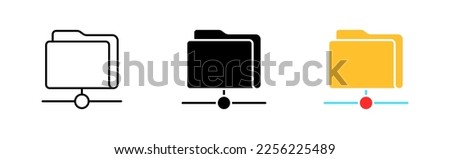 folder icons set. Folder, operating system, computer, access, remotely, storage, internet, security, privacy. technology concept. vector line icon in different styles