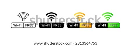 Free wi-fi. Razine styles, color, free Wi-Fi icons. Vector icons.