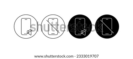 Silent mode. Flat, black, switch the phone to silent mode, turn off the sound. Vector icons