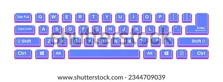 Keyboard. Silhouette, black, computer keyboard, keyboard keys, English layout. Vector illustration