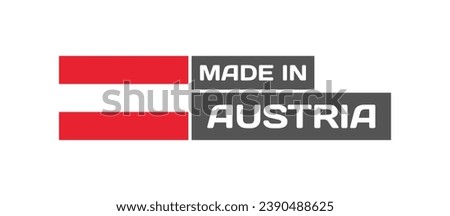 Made in Austria icon. Flat, flag of Austria, made in icon, national flag of Austria. Vector icon