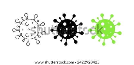 Virus icons set. Viruses icons. Linear, silhouette and flat style. Vector icons