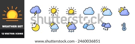 Weather icons set. Flat style. Vector icons