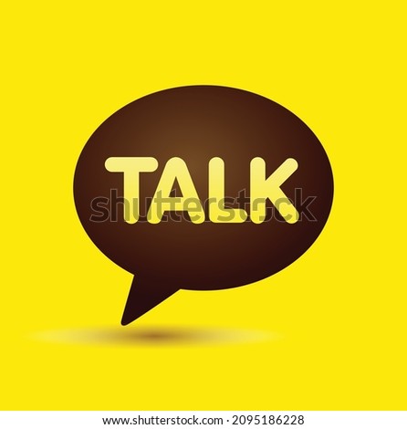 bubble text Kakao Talk icon brown colour on yellow background