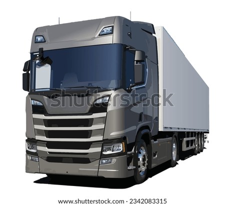 Europe truck art 3d render new design box sell poster banner logo sign icon symbol identity king road driver front side view vector template white isolated background