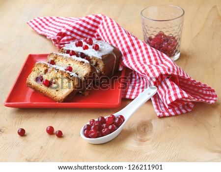 Cranberry cake on a cook-table