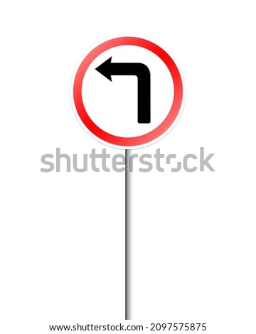 Illustration of turn left traffic sign board.