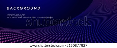 Blue dot wave textured perspective vector background banner template