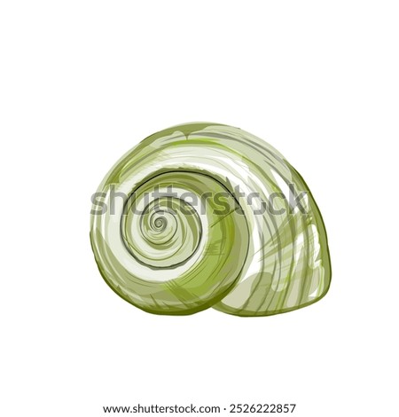 illustration of a sea snail with green abstract pattern without background