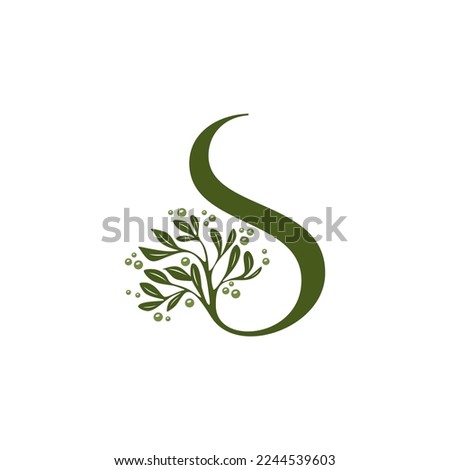 Letter S Luxury Olive Oil Tree  Logo Icon Vector