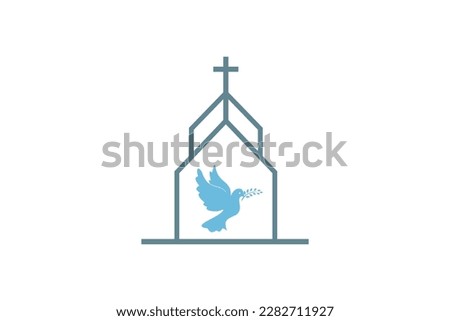 Chruch With Dove Peace christiani logo design template element vector