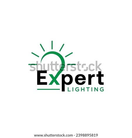 Expert LIghting Bulb innovation text wordmark logo design icon element vector