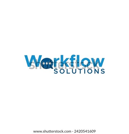 Workflow Solutions Financial business chat box  wordmark logo design icon element vector