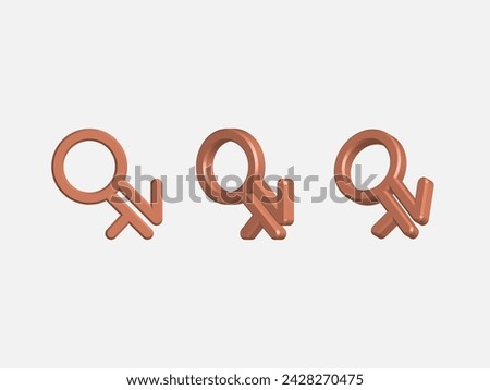 Vector realistic 3d intergender gender sign vector icon illustration element vector