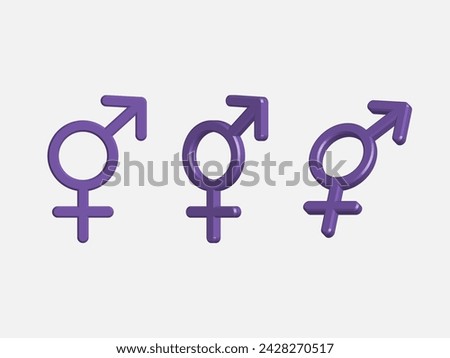 Vector realistic 3d Bigender gender sign vector icon illustration element vector