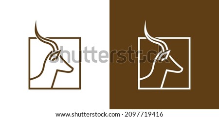 Brown Impala Head in Frame Minimal Animal Vector Logo