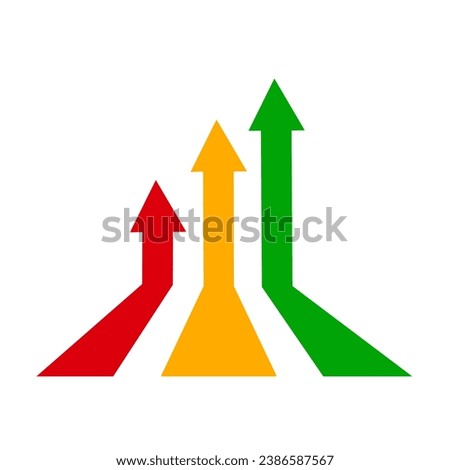 vector icon of three upward arrows in red,yellow and green colors.business graphic concept